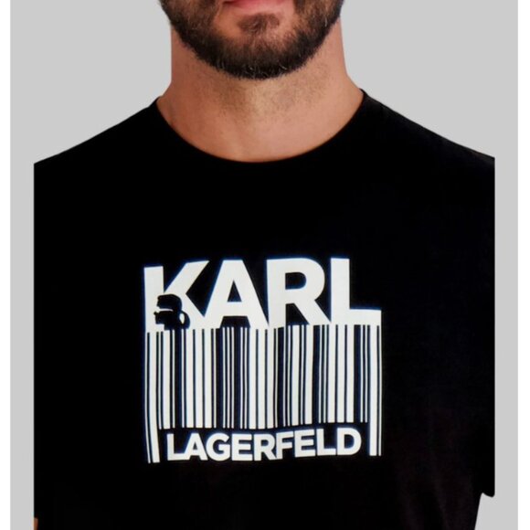 NWT Karl Lagerfeld Paris Men's Karl Bar Code Graphic Tee Black SZ LARGE - Picture 3 of 3